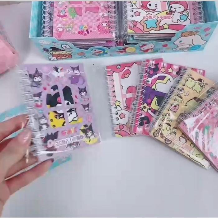 BUKU STIKER SPIRAL SANRIO MINI/ STIKER MINI BUKU SPIRAL KARAKTER LUCU MENARIK VIRAL