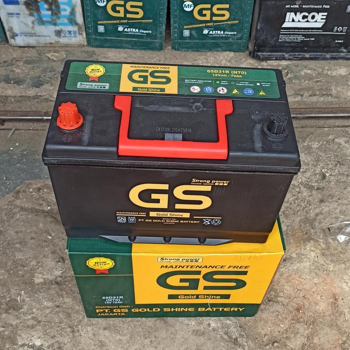 Aki Accu Mf Kering 65D31R - N70 12V 70Ah (70Amper) Gs Gold Shine