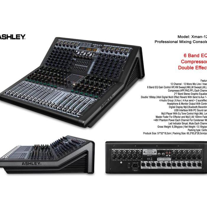 MIXER AUDIO ASHLEY XMAN12 XMAN 12 DOUBLE EFFECT MODEL BARU