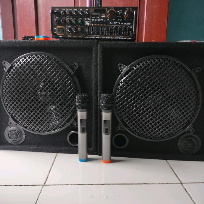 Paket karaoke 12 in 2 Box Lengkap Bluetooth Siap Pakai spiker aktif bluetooth 18 inci