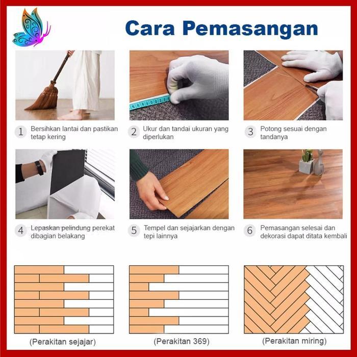 10 PCS Stiker Lantai Kayu Stiker lantai bertekstur Stiker Vynil Premium Stiker lantai tebal 2mm