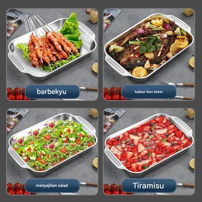 Izuma Paket Prasmanan Jumbo 3Pcs Full Tutup Prasmanan Stainless Steel Tempat Wadah Saji Makanan