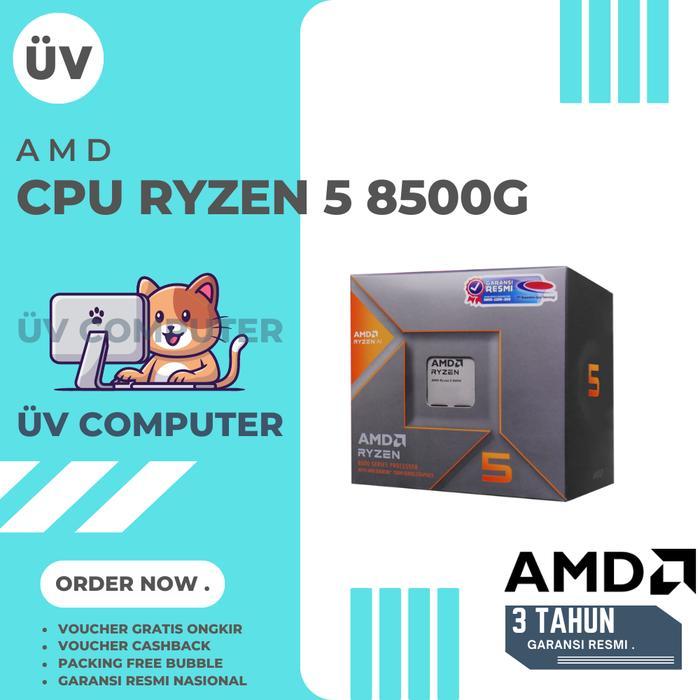 AMD Ryzen 5 8500G Processor CPU Zen 4 Phoenix iGPU Radeon VGA Graphic AM5 AM-5 Box Garansi 3 Tahun