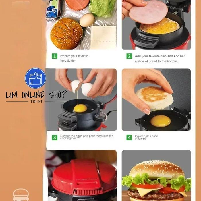 MESIN PEMBUAT HAMBURGER PRAKTIS MACHINE BURGER MAKER BREAKFAST LUNCH CEPAT SAJI