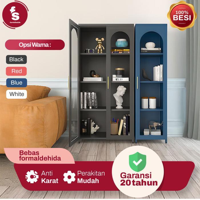 Lemari Kaca Hias Ruang Tamu Aesthetic Lemari Bufet Pajangan Penyimpanan Mainan Tas Buku Miniatur