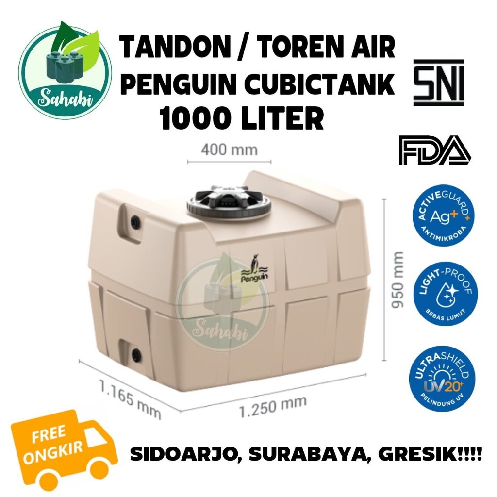 Tandon Air / Toren Air / Tangki Air Penguin Cubic Tank Tangki Persegi TE 100 (1000) Liter Invoice