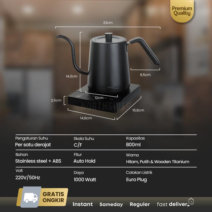 Jinsei Teko Kopi Electric Gooseneck coffee kettle Japanese ZK-KH202