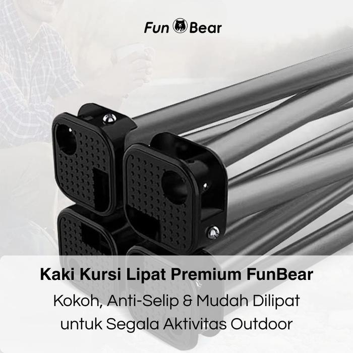 "New" Kursi Lipat Fun Bear dengan Sandaran Lengan & Tempat Minum Kursi Outdoor Jumbo Portable Nyaman