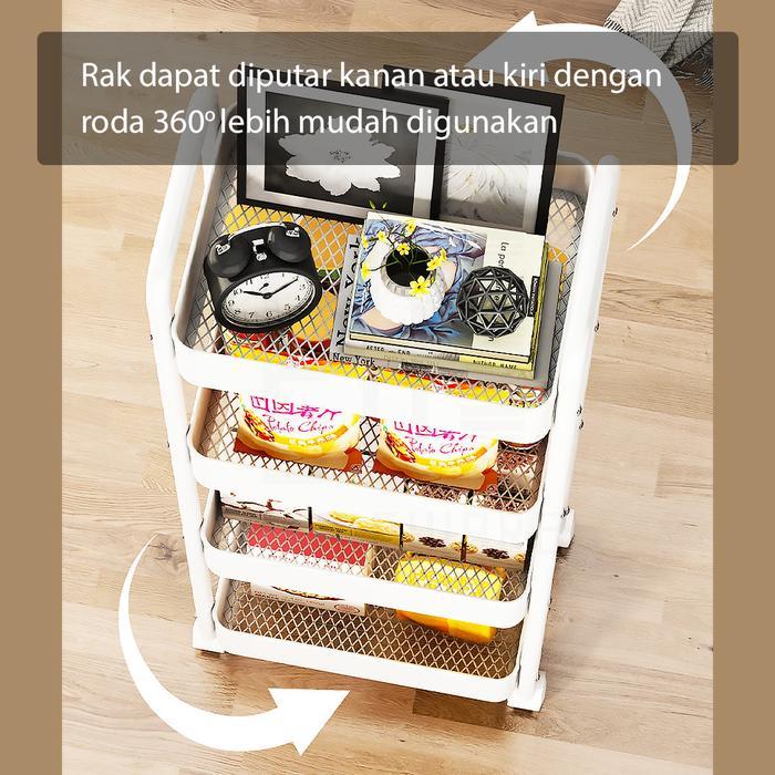 Hugo Rak Dapur Besi Serbaguna Rak Besi Penyimpanan Bertingkat Rak Kamar Mandi Rak Salon Rak Troli