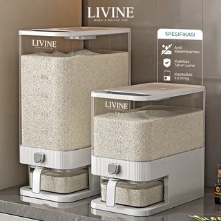 LIVINE Dispenser Beras Tempat Beras Wadah Beras Aesthetic Rice Box Dispenser LRD-6910