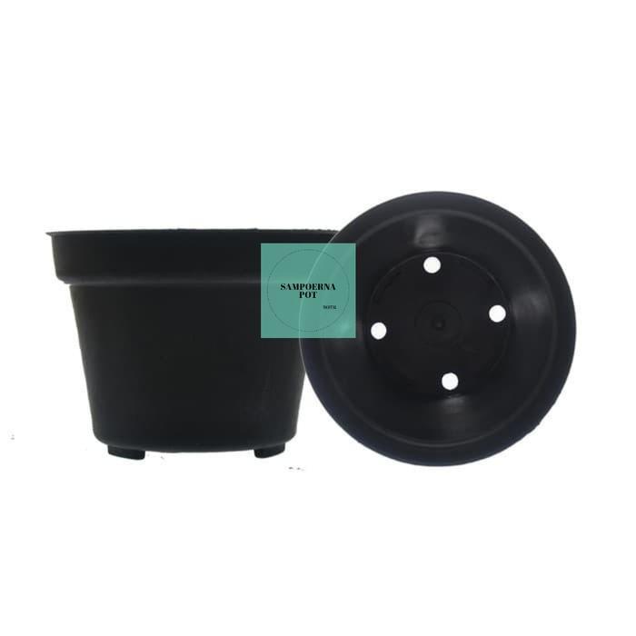 "New" pot bunga tanaman plastik hitam 25cm
