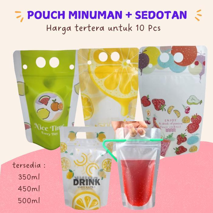 10 Pcs Standing Pouch Matte Ziplock Kemasan Minuman Kekinian 350ml 450ml 500ml