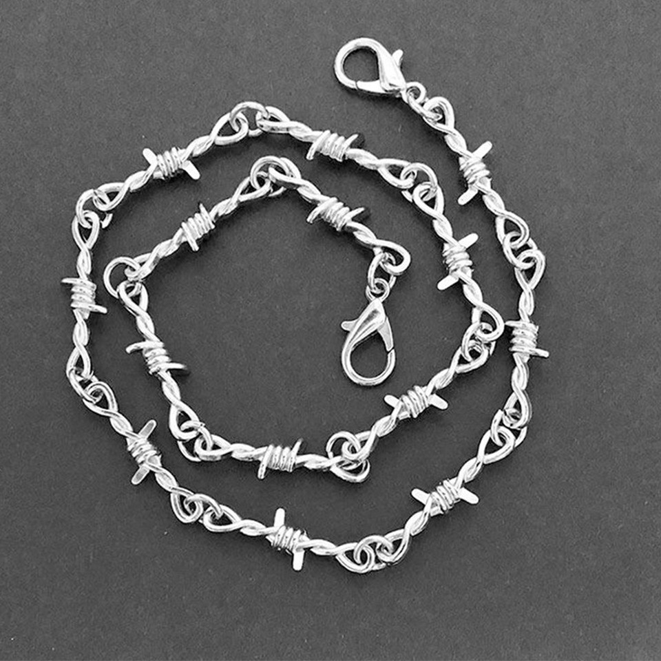 Zakol Fashion Iron Uni Choker Necklace Women Hip-Hop Gothic Barbed Wire Little Thorns Chain Choker