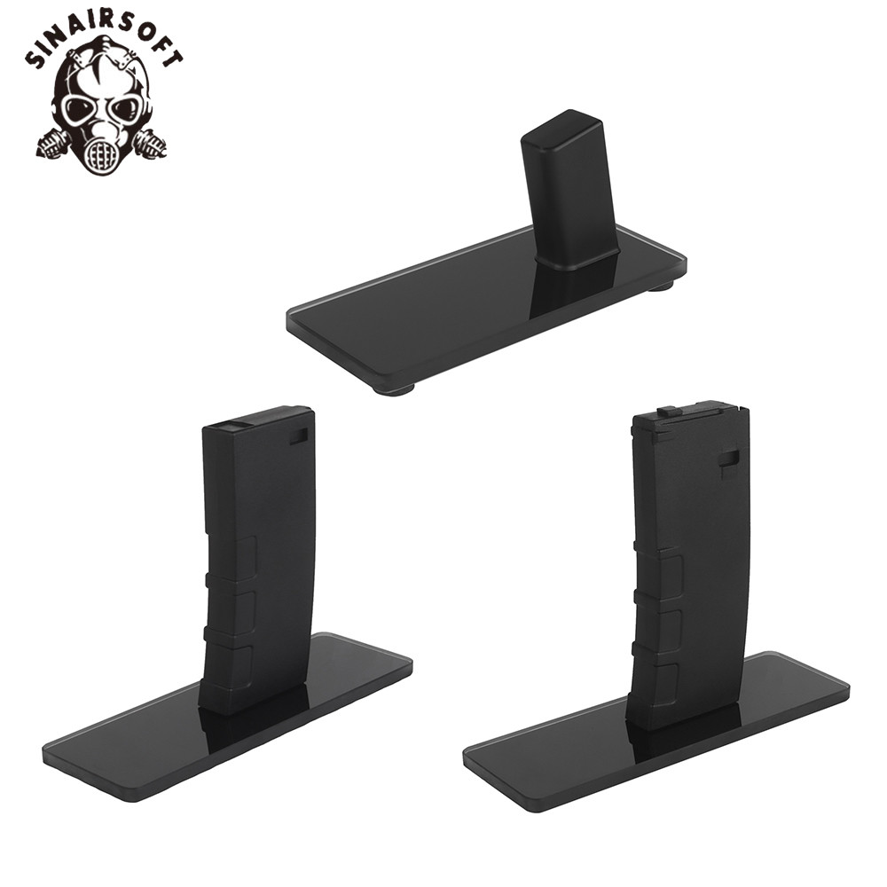 Premium Airsoft Gun Display Stand - AR (AEG/GBB) & Pistol Models - with Reflective Glass Mirror for