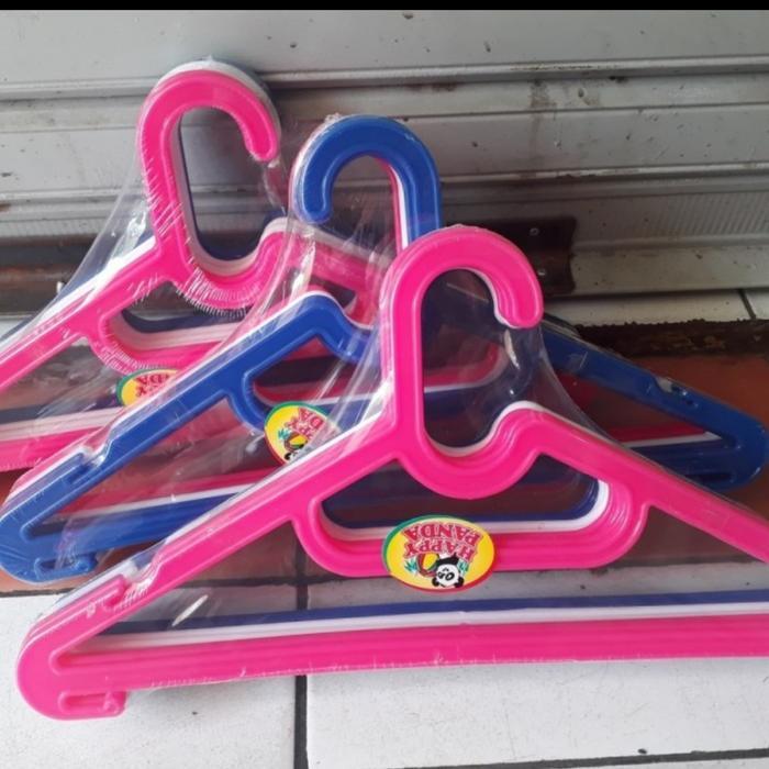 Gantungan Baju Plastik /Hanger Warna happy Panda(12 Pcs)