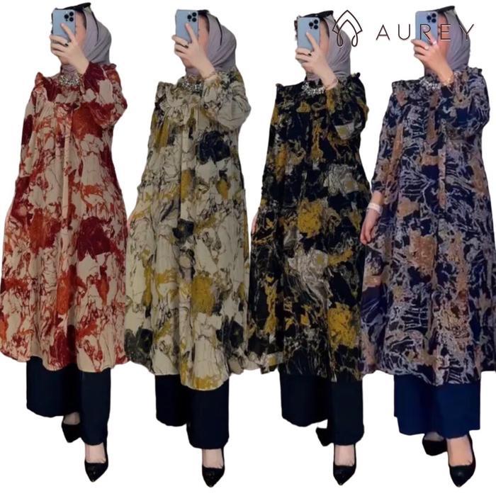 Setelan long tunik wanita nadira setelan kulot wanita oneset tunik panjang setelan celana setelan