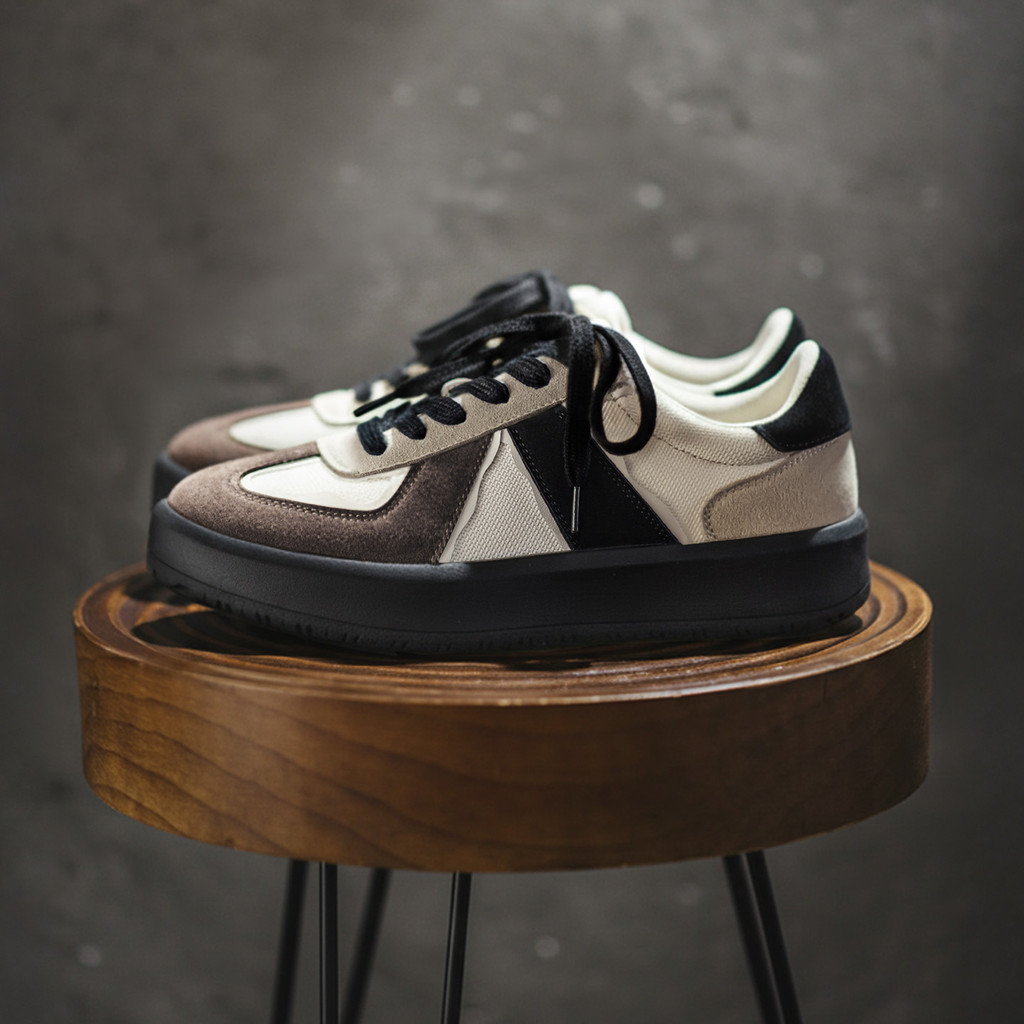 Maden Men's Retro German Army Trainers Shoes Chunky Sole Sneakers Lace Up Low Top Casual Sporty