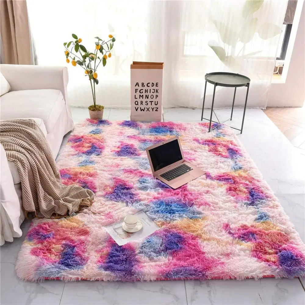 Fluffy Area Rug Modern Shag Leopard Print Rugs Home Decor Carpet Luxurious Shag Carpet Anti-Skid