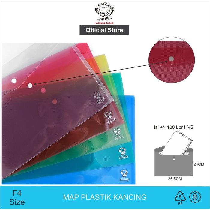 Eagle Map Plastik Kancing Bening F4 / Map Plastik / Map / Map File / File Folder / Smart Pocket