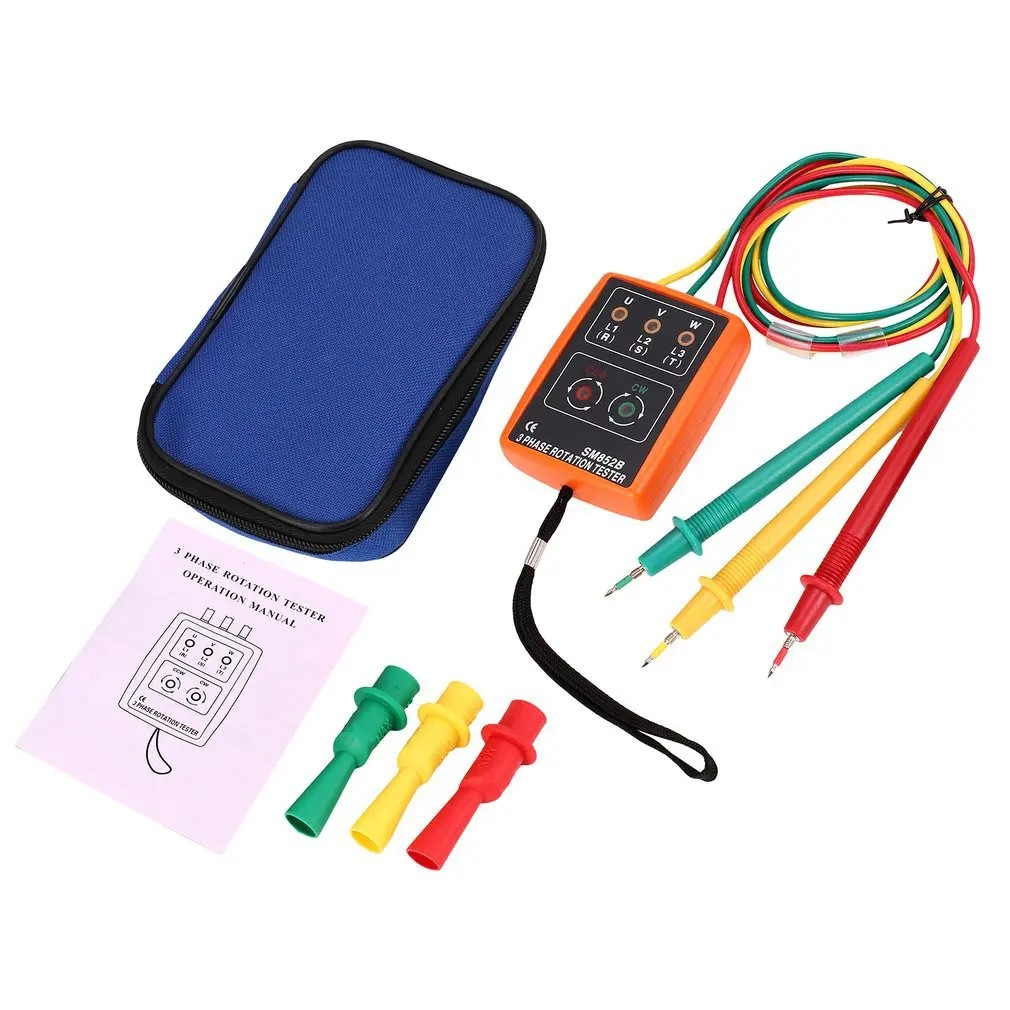 3 Phase Rotation Tester Digital Phase Indicator Detector LED Buzzer Phase Sequence Meter Voltage