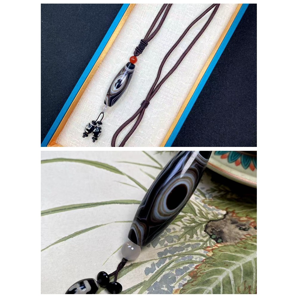 Home Ornament Nature Agate Eye Amulet Hanging Pendant Mascot Tibetan Dzi Bead Magic Talisman