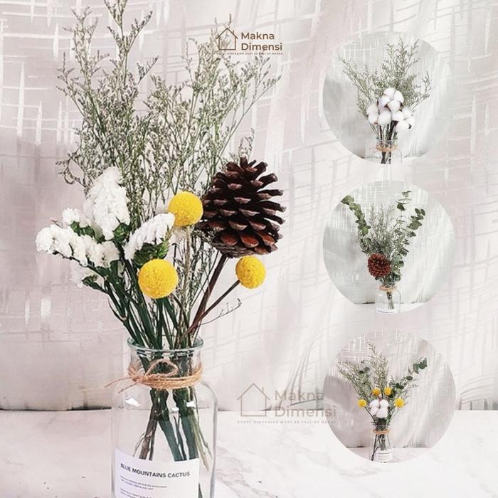 Set Vas Bunga Aesthetic Jumbo Ukuran Besar 50Cm Tinggi Vas 18Cm Diameter 8Cm Bunga Kering Hand