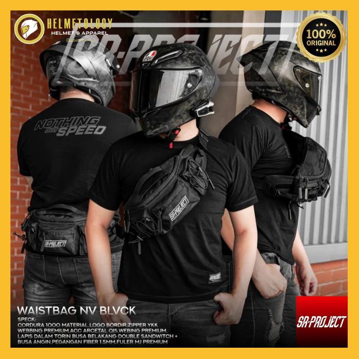 SR PROJECT NV BLACK GREY WAISTBAG TAS PINGGANG WAIST BAG SLING BAG ORIGINAL