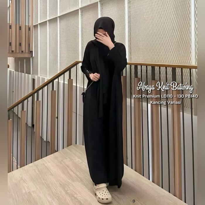 Abaya Knit Batwing Polos Cantik Baju Gamis Wanita Muslim Fashion Perempuan Dewasa Remaja Cewek Putri