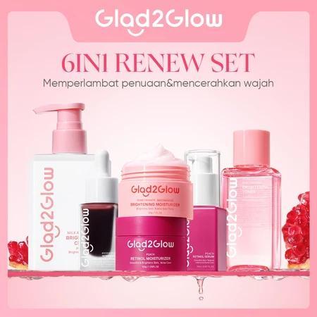 Pre orderSPECIAL BUNDLE 6 in1 Glad2Glow 6pcs Paket Skincare Moisturizer Serum Clay Mask Face Wash