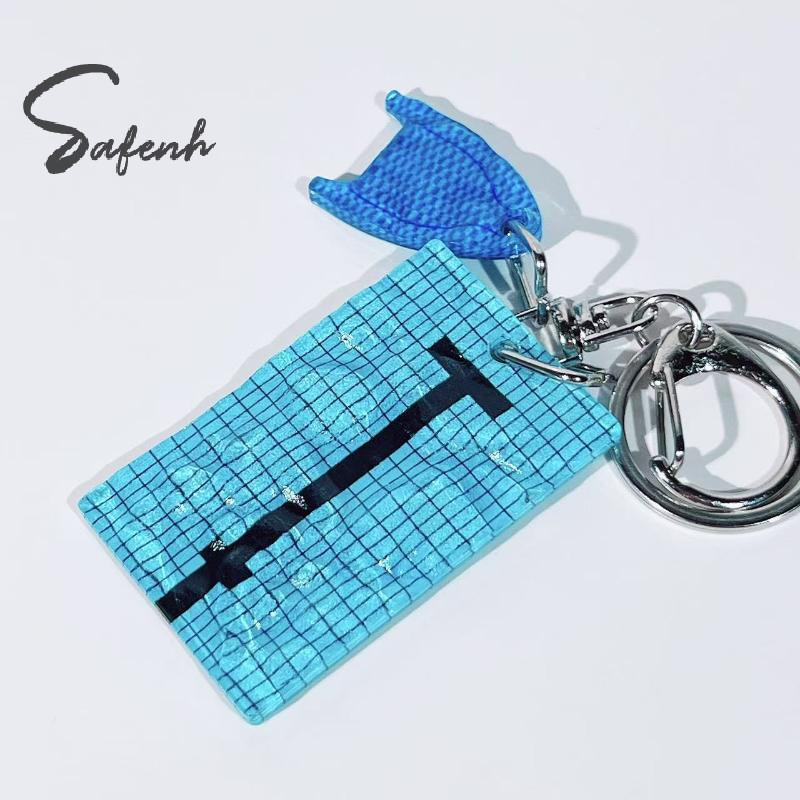 1Pcs Swimming Hat Car Key Ring Creative Swimming Pool Wavy Keychain Decoration Bag Pendant Swimmer's