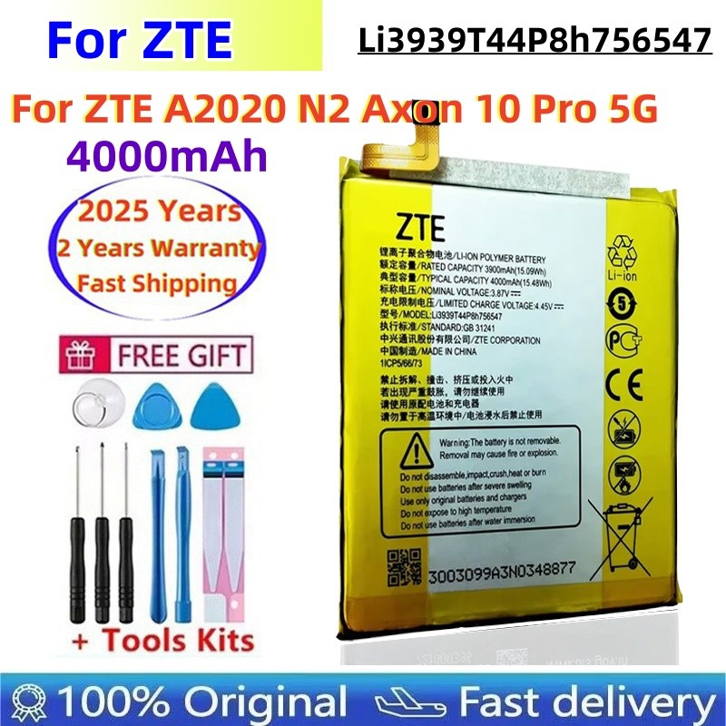 100% Original Battery Li3939T44P8h756547 For ZTE A2019 Pro AXON 9 Pro A2020 A2020N2 Axon 10 Pro 5G