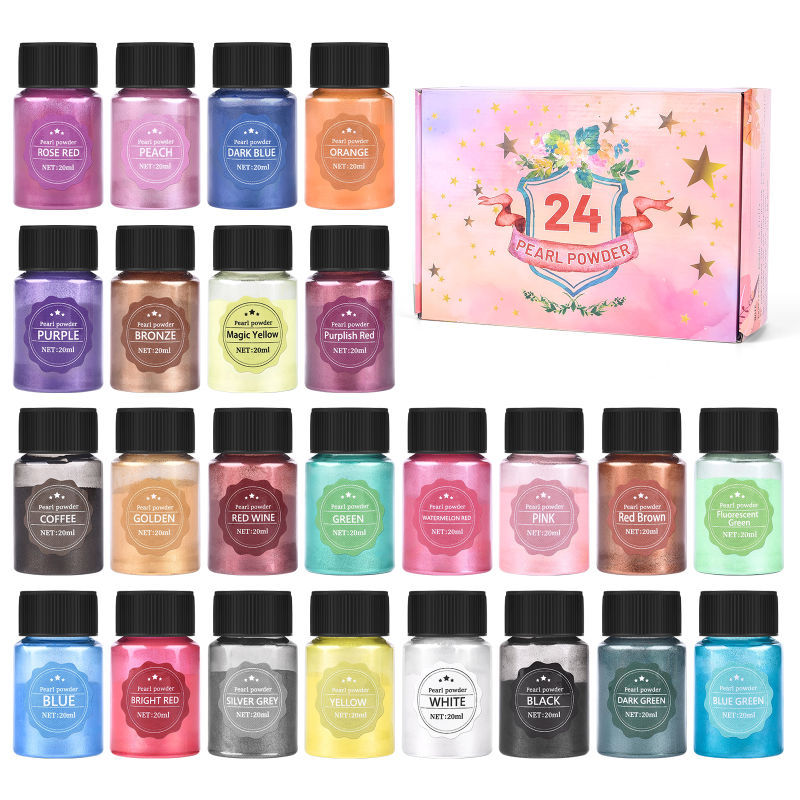 24 Color/Set Pearlescent Powder Epoxy Resin Dye Colorant Pigment Pearl Pigment DIY Epoxy Resin