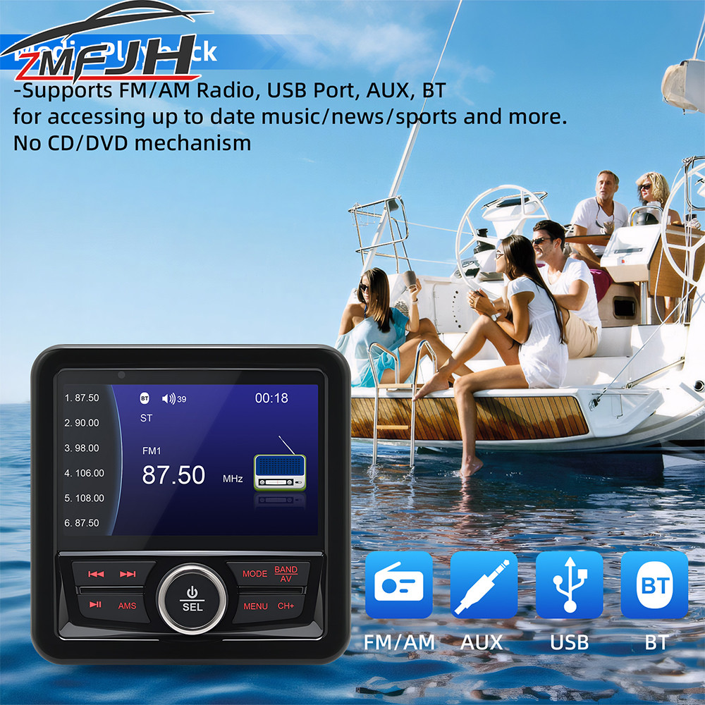 Terbaik Waterproof Marine Boat MP5 Radio Player Bluetooth-compatible Digital Media Audio Stereo Play