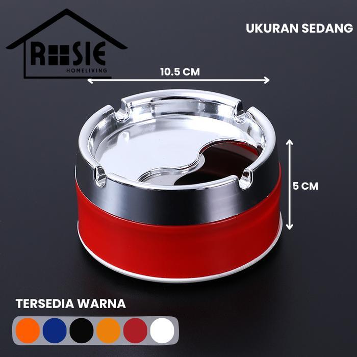 Rosie Homeliving Asbak Putar Tutup Portable Rotation Enclosed Stainless Steel Pvc Tahan Air Dilengk