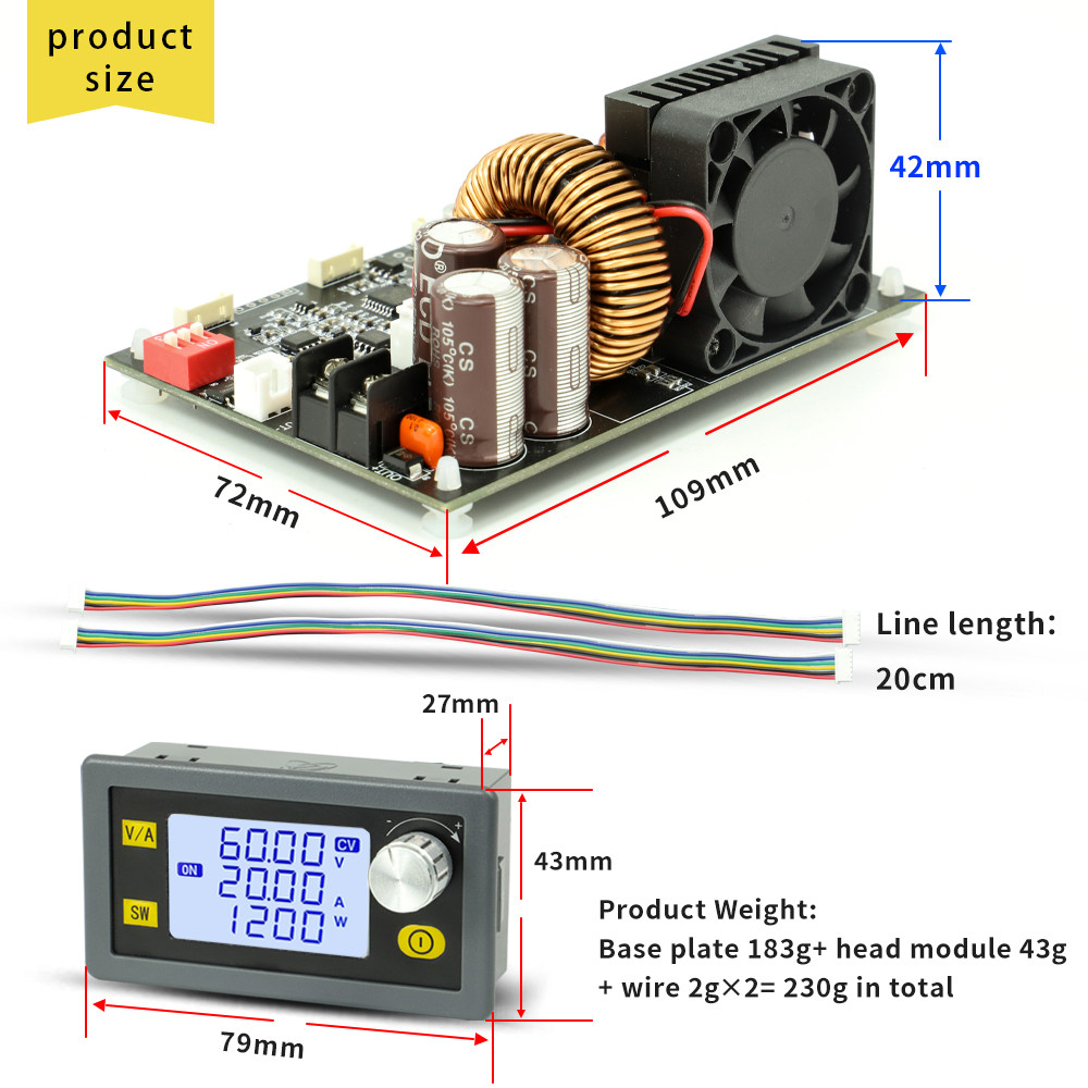 XY6020L Numerical Control DC 6-70V Step Down Stabilized Power Supply Constant Voltage Current Buck
