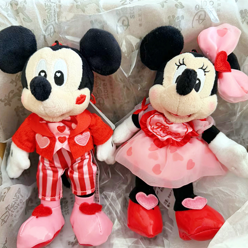 Authentic Disney Pink Sweet Heart Mickey Minnie Stitch Chip Dale Plush Keychain Bag Charm 2026 Year