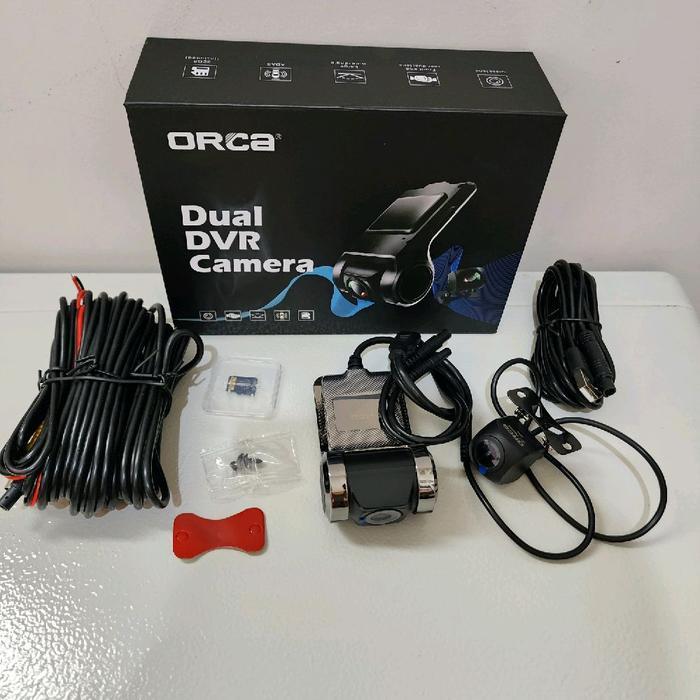 KAMERA DVR MOBIL DEPAN BELAKANG ORCA DW-668 DUAL CAMERA DVR FREE SD 32 GB