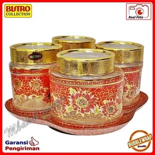 Toples kue Toples Kaca Set Toples Lebaran Set Mewah Bisa Putar Nampan Kaca Bistro 4 toples SNI