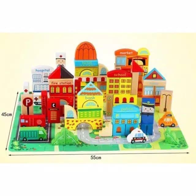 Mainan Edukasi Wooden Toys City Block