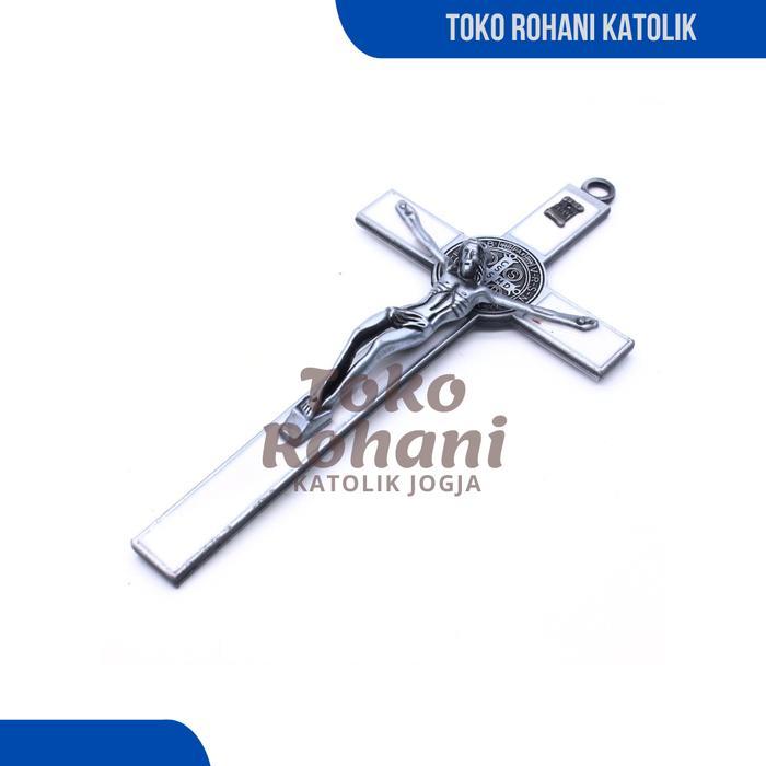 SALIB GANTUNG LOGAM BENEDICT + KOTAK (20 CM) / SALIB DINDING KATOLIK / SALIB GANTUNG / SALIP / SALIB