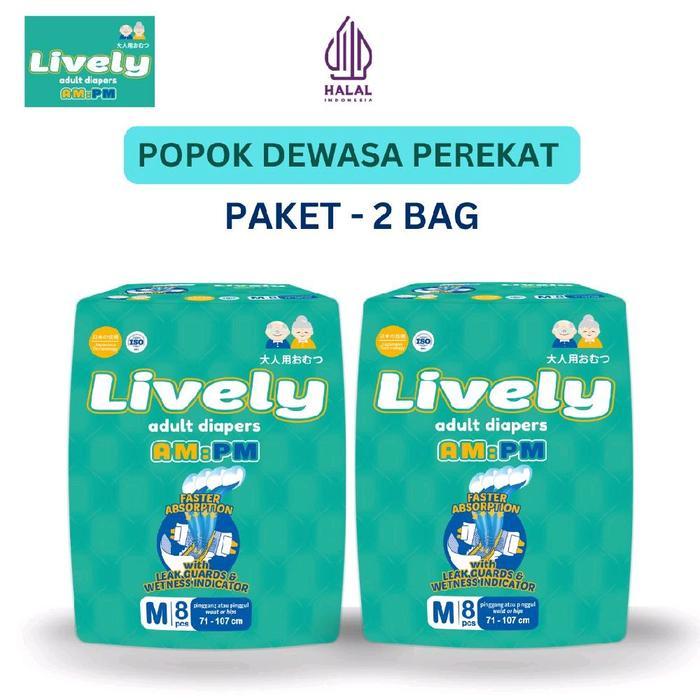 Promo [2Bag] Lively Popok Dewasa Perekat M8 Anti Ruam - Cepat Kering, Daya Serap Tinggi, Anti