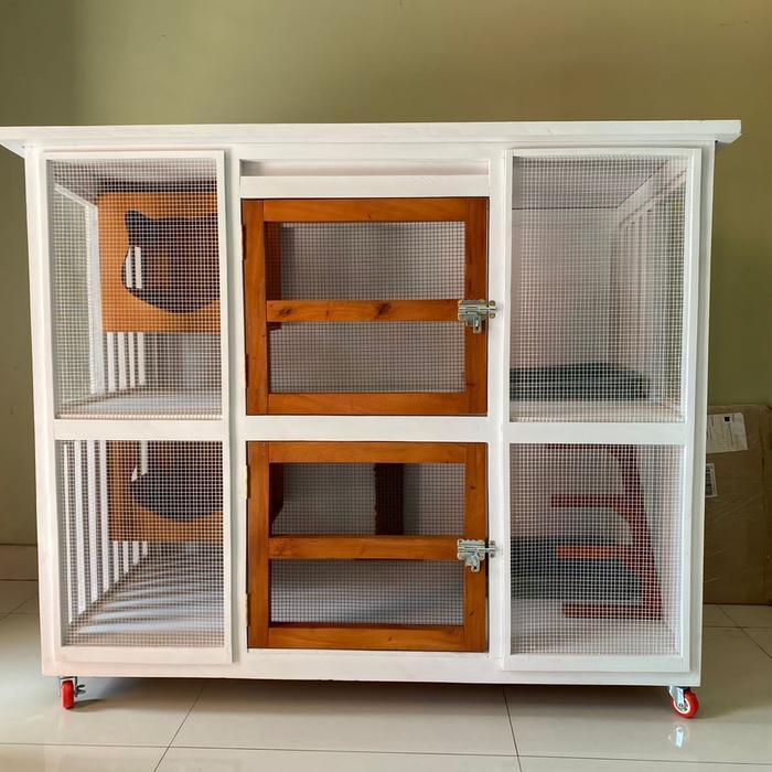 rumah kucing kandang kucing tingkat bahan kayu cat duco