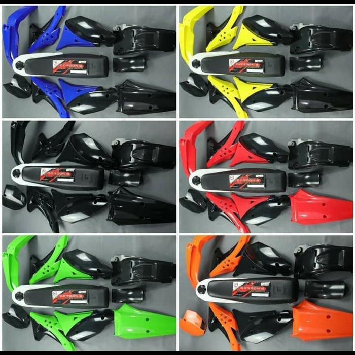 BODY SET GORDON KLX 150 - HITAM FULL, TANK PUTIH