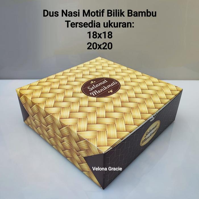Stok Baru Dus Nasi 18x18 Bilik Bambu isi 50 pcs GS Motif Box Besek Aneka