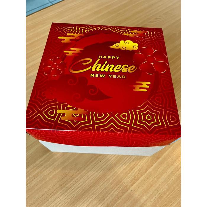 Stok Baru Box Kue Imlek 25x25 Kotak Kue Dus Marmer Cake Pudding Hampers Sincia
