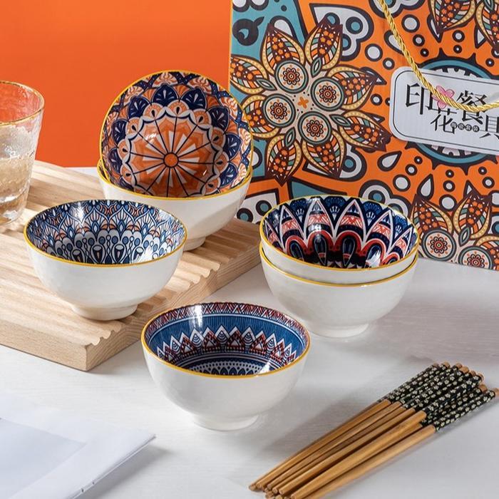 Bohemia Bowl Gift Set / Set Piring Mangkok Makan Keramik / Hampers Souvernir Gift Wedding Gratis
