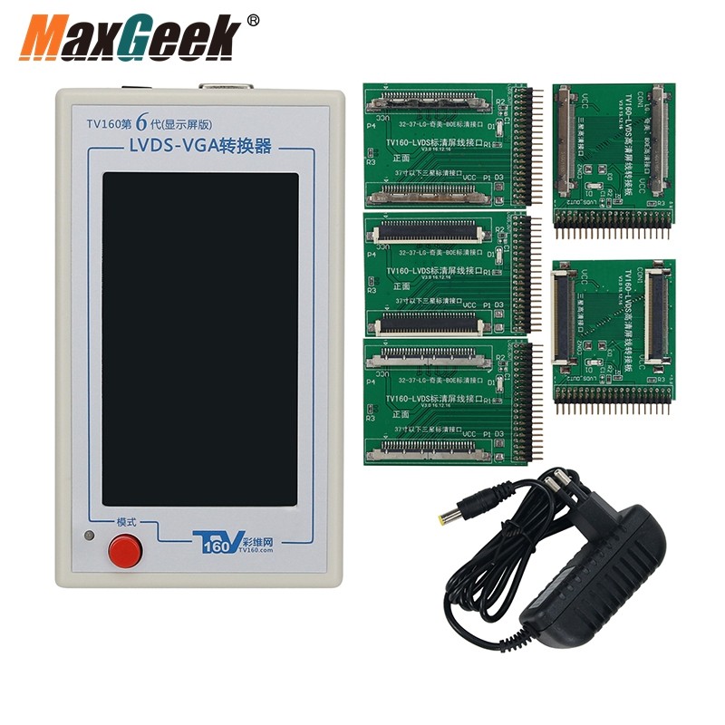 New Maxgeek TV160 6TH Generation LVDS-VGA Converter LCD TV Motherboard Tester 4.3" Screen Supports S