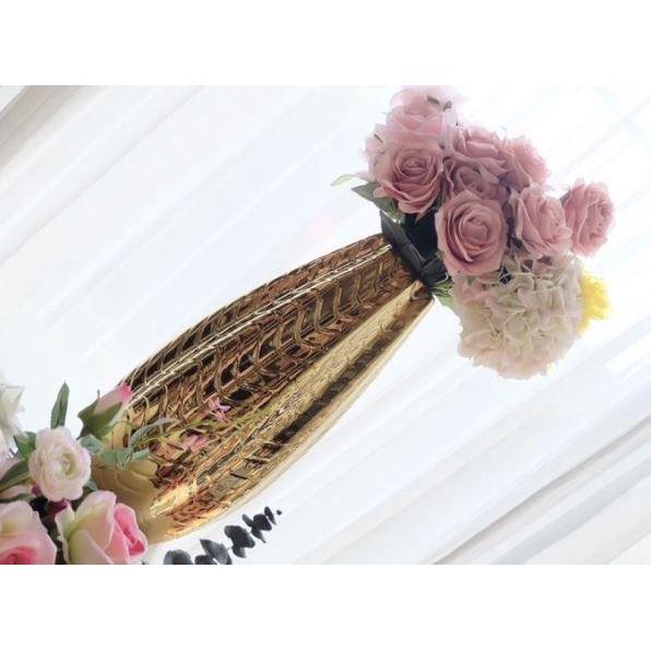 VAS BUNGA KERAMIK DEKORASI EMAS HOSHE - MONACO