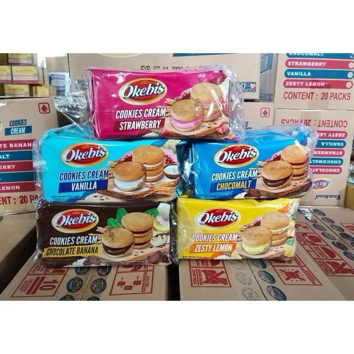 Promo ( 1dus / 20pcs ) OKEBIS Inafood Cookies Cream Biskuit Hajatan 170gr x 20bks ( KARTONAN ) Snack