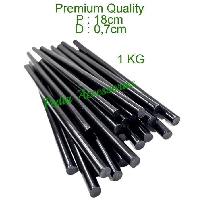 [[ lem lilin HITAM 1KG ]] HITAM Isi Lem Lilin Tembak GlueGun Kecil LemLilin Bakar 18cmx7mm [[[ 1 KG